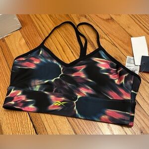 Reebok Black Sports Bra with Pink and Yellow Tie-Dye Accents